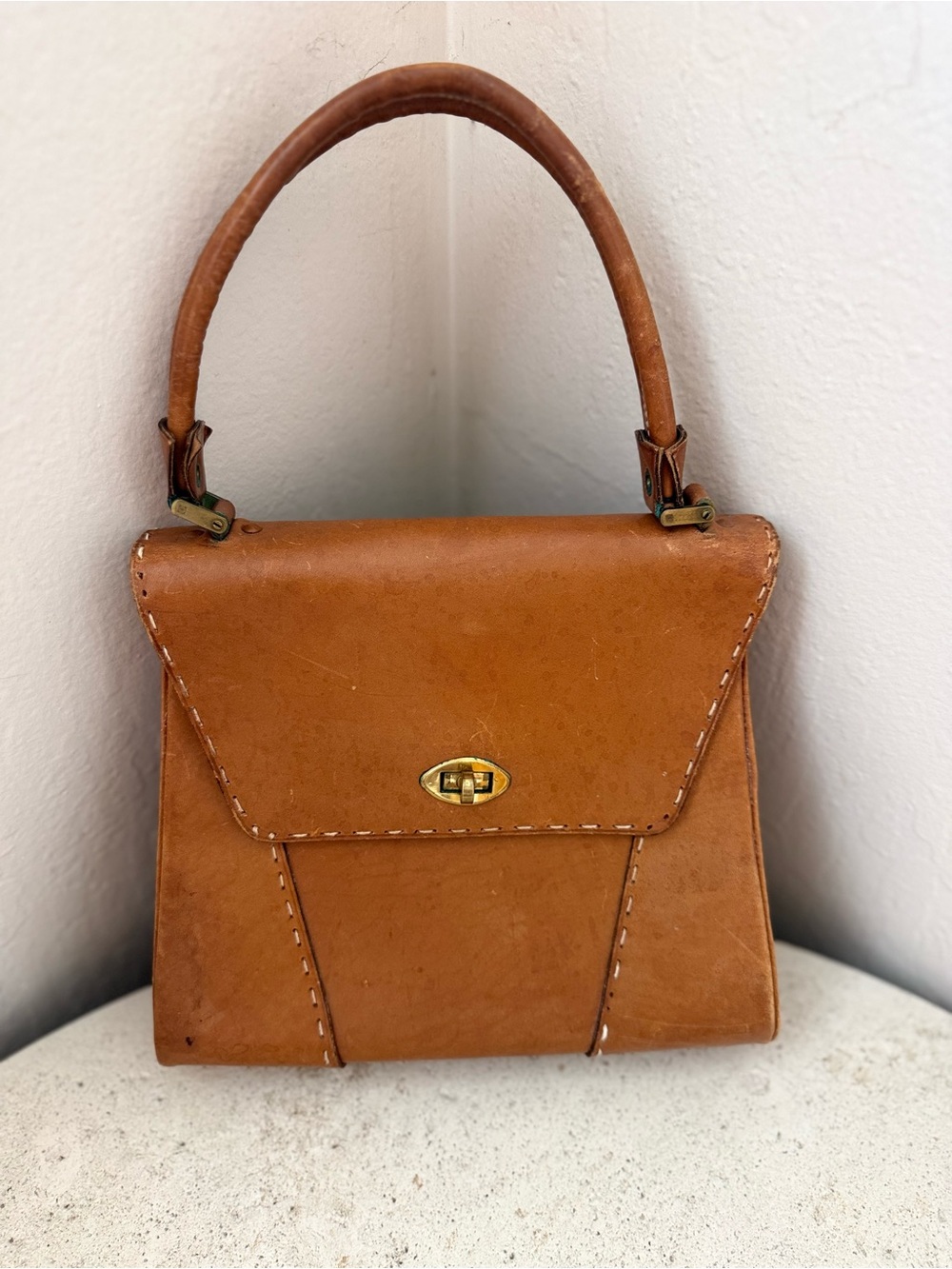 Saks Fifth Avenue Tan Leather Top-Handle Satchel